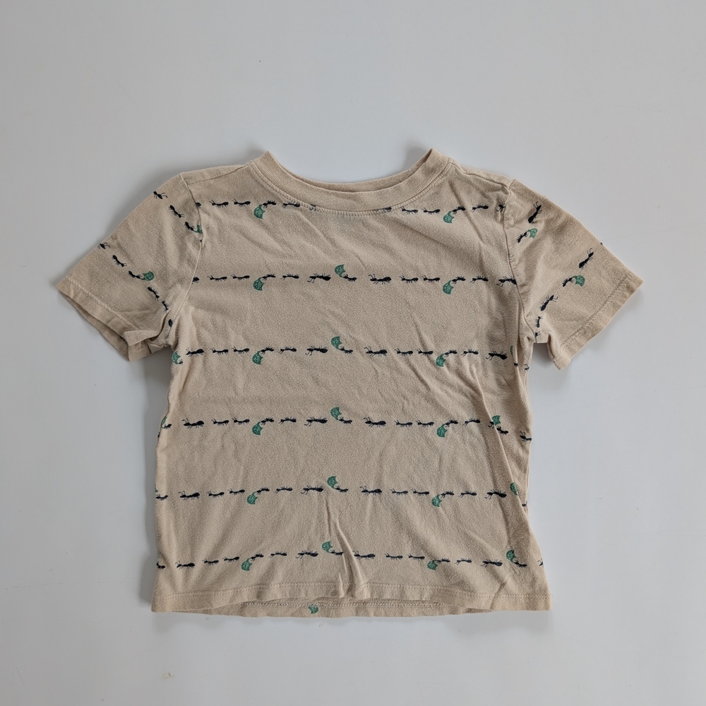 Old Navy Beige Tee with Ants and Leaves 5T Cotton